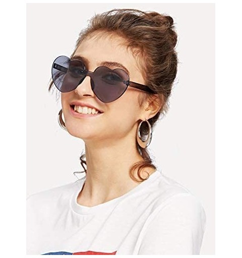 Round Rimless Heart Shaped Sunglasses Women One Piece Fashion Love Glasses B2419 - Grey - C518CMLS0GG $12.75