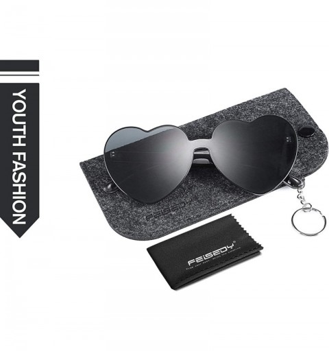 Round Rimless Heart Shaped Sunglasses Women One Piece Fashion Love Glasses B2419 - Grey - C518CMLS0GG $12.75