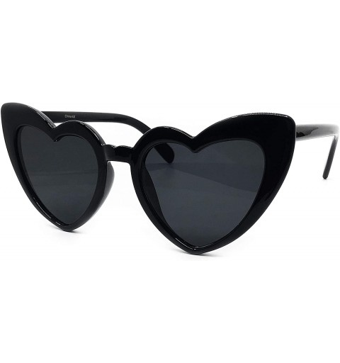Cat Eye 7422 Premium Oversize XL Heart Sunglasses Vintage Cat Eye Mod Style Retro Kurt Cobain Glasses - Black - C718I5ZO98H $...