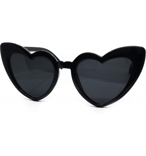 Cat Eye 7422 Premium Oversize XL Heart Sunglasses Vintage Cat Eye Mod Style Retro Kurt Cobain Glasses - Black - C718I5ZO98H $...