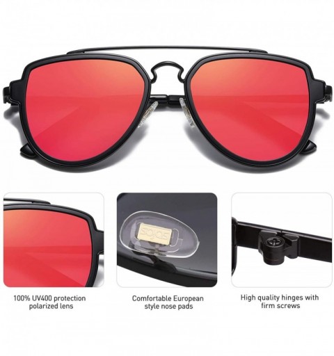 Round Fashion Polarized Aviator Sunglasses for Men Women Mirrored Lens SJ1051 - CY189ZLW8C6 $12.02