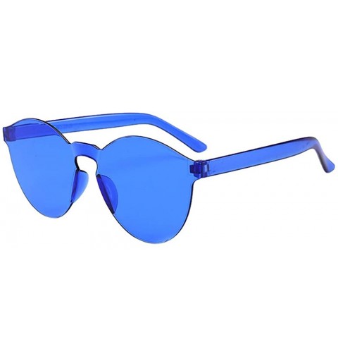 Rimless Women Men Fashion Clear Retro Polarized Sport Sunglasses Outdoor Frameless Eyewear Glasses - Blue -E - C118OLI45MC $8.66