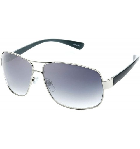 Rectangular Retro Fashion Rectangle Frame Aviator Sunglasses - Black - CX18U7C9C2R $9.51