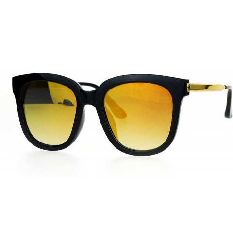 Square Womens Fashion Sunglasses Oversized Square Hipster Frame Mirror Lens - Black (Orange Mirror) - CM188GILY20 $12.20