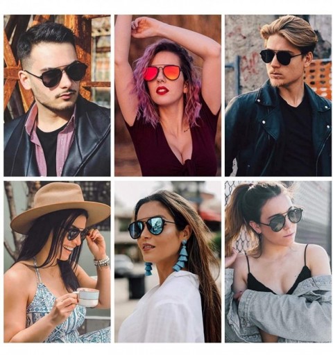 Round Fashion Polarized Aviator Sunglasses for Men Women Mirrored Lens SJ1051 - CY189ZLW8C6 $12.02