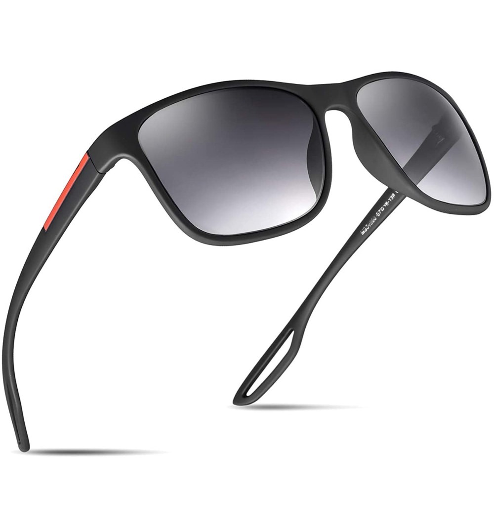 Square Fashion Sports Sunglasses for Men 2020 Style MS51808 - Black Frame(matte Finish)/Gradient Grey Lens - CH18Z7GCDTD $10.25