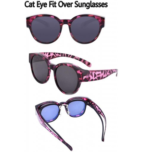 Oversized Oversized Wear Over Glasses Sunglasses Polarized Cat Eye Fit over Sunglasses for Women Men - Purple Leopard Frame -...