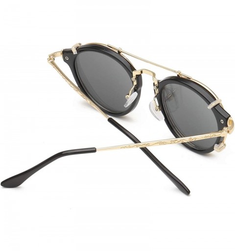 Round Clip On Sunglasses Steampunk Style and Round Mirrored Lens - D1 black Lens+gold Frame - CP17XE9MMDN $14.85