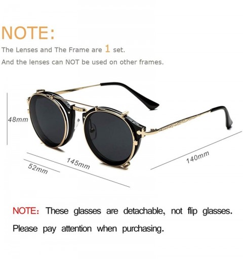 Round Clip On Sunglasses Steampunk Style and Round Mirrored Lens - D1 black Lens+gold Frame - CP17XE9MMDN $14.85
