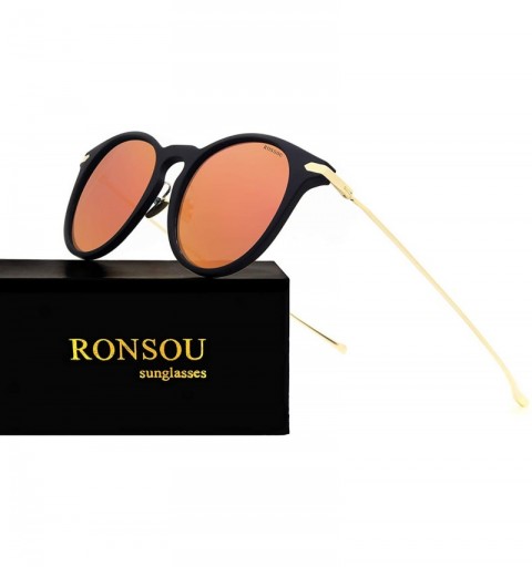 Sport Classic Round Polarized Sunglasses for Women Fashion Designer Style - Black Frame Red Lens (Mirrored) - C818TRQ9THK $14.87