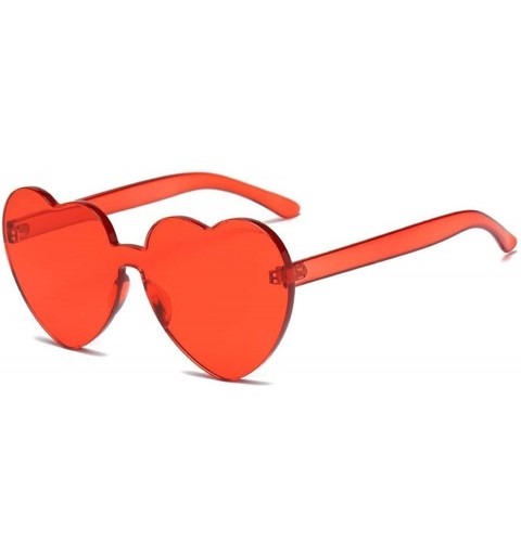 Rimless Rimless Vintage Love Heart Sunglasses Women Original Design Sun Glasses female UV400 - Red - C7198RY2A7Q $9.55