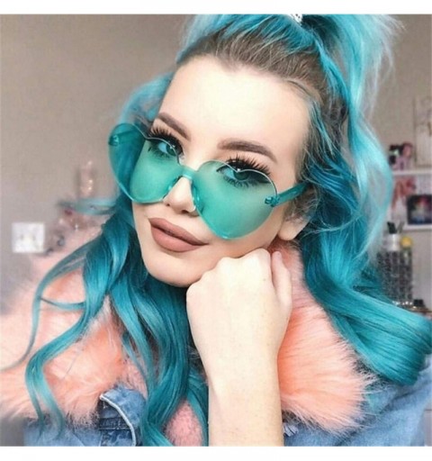 Rimless Rimless Vintage Love Heart Sunglasses Women Original Design Sun Glasses female UV400 - Red - C7198RY2A7Q $9.55
