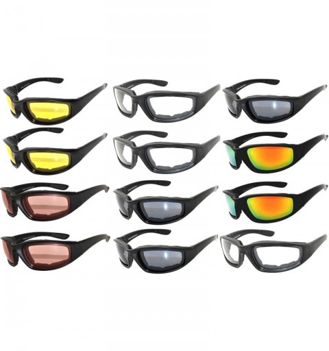 Sport 12 Wholesale Motorcycle Black Padded Foam Sport Glasses Colored Lens Sunglasses - .12-moto-black-mix - CT18CZH79MT $29.34