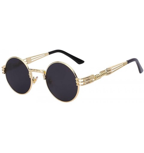 Round Round Classic Luxury Steampunk Sunglasses - Gold Metallic Frame - CE1804EDO8C $17.06