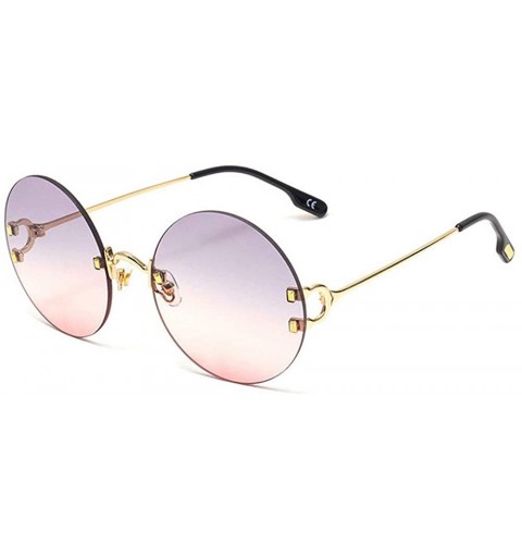 Round 2020 New Fashion Rimless Sunglasses Women Fashion Round Sun Glasses Ladies Outdoor Travel UV400 - Grey Pink - CX1938RCT...