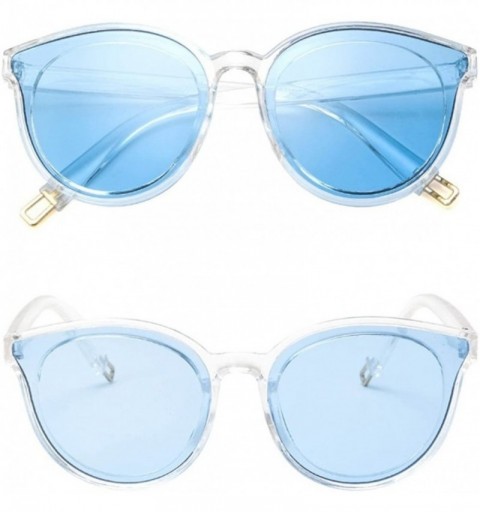 Round Transparent Plastic Cut-out Round Cateye Sunglasses - Clear+blue - CS186UISRDH $13.55