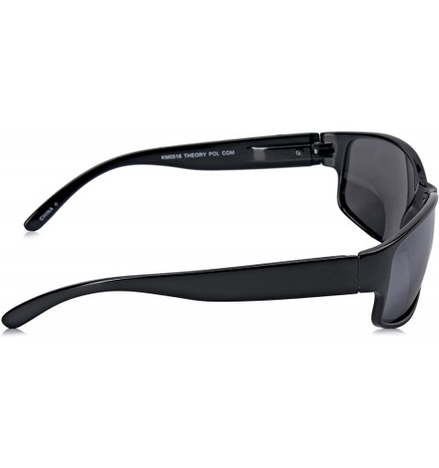 Aviator Men's Theory Polarized Rectangular Sunglasses- Black/Black- 145 mm - C712O0FS9CZ $16.65