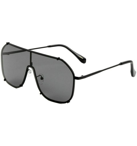 Rimless One Piece Floating Lens Luxury Shield Aviator Sunglasses - Black Frame - CN18WLQLLCM $13.29