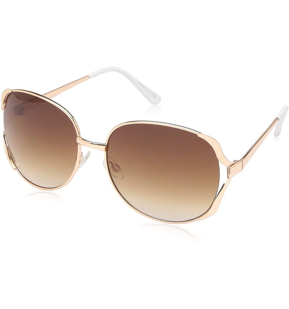 Round Women's LD282 Oval Sunglasses with 100% UV Protection - 58 mm - Rose Gold & White - C818O30I3C9 $39.02