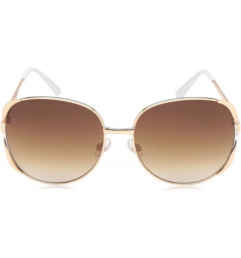 Round Women's LD282 Oval Sunglasses with 100% UV Protection - 58 mm - Rose Gold & White - C818O30I3C9 $39.02