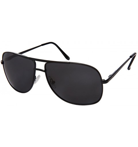 Aviator Men's Square Metal Sunglasses w/Polarized Lens 1209S-P - Matte Black - C018394KM76 $22.59