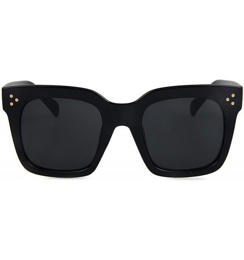 Aviator Top Eyewear Lunette Femme Women Luxury Brand Sunglasses Women Rivet Sun Glasse UV400 - Black - C718WE4AX0G $25.45