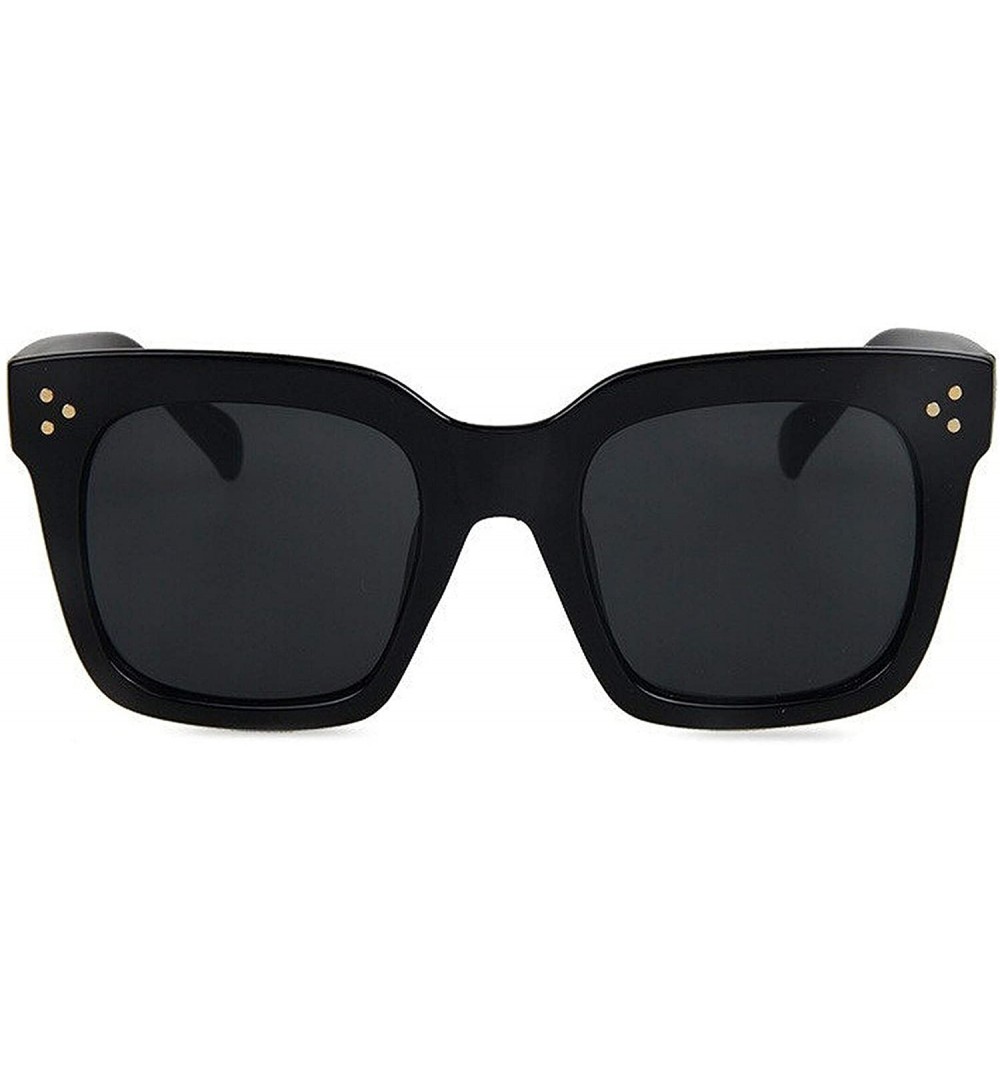 Aviator Top Eyewear Lunette Femme Women Luxury Brand Sunglasses Women Rivet Sun Glasse UV400 - Black - C718WE4AX0G $12.43