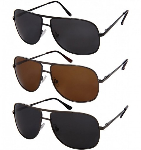 Aviator Men's Square Metal Sunglasses w/Polarized Lens 1209S-P - Matte Black - C018394KM76 $22.33