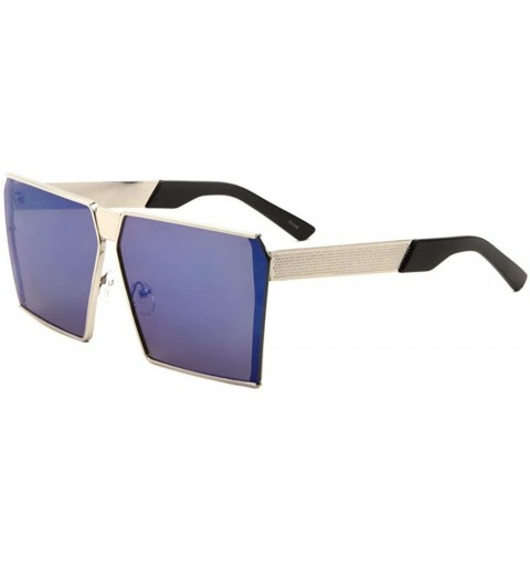Square XXL Large Flat Top Oversized Square Shield Sunglasses - Silver Frame - CA187S66YYY $10.59