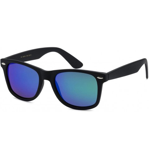 Square Pouch Retro Rewind Polarized Designer Mirrored Lens Unisex Sunglasses - Pz-wf01-rv-black-blue-green - C118RWEMESH $10.97