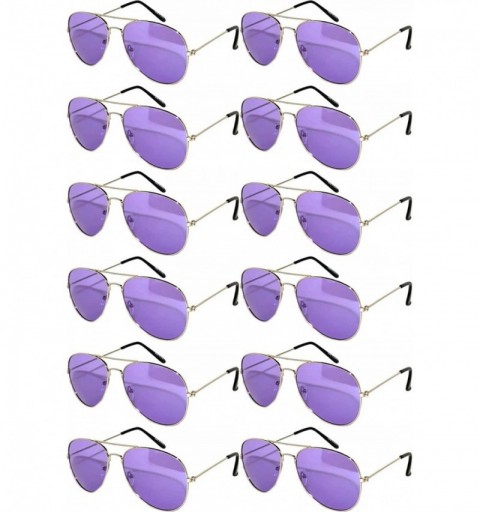 Sport Women's Men's Sunglasses Aviator Metal Frame Colored Lens - Purple_12p - CE187Y7850A $56.35