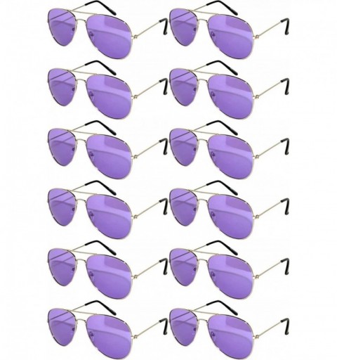 Sport Women's Men's Sunglasses Aviator Metal Frame Colored Lens - Purple_12p - CE187Y7850A $19.43