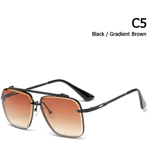 Rimless Men Gradient Sunglasses Vintage Design Sunglasses - C5 Black Brown - CT194OK6N2T $26.60