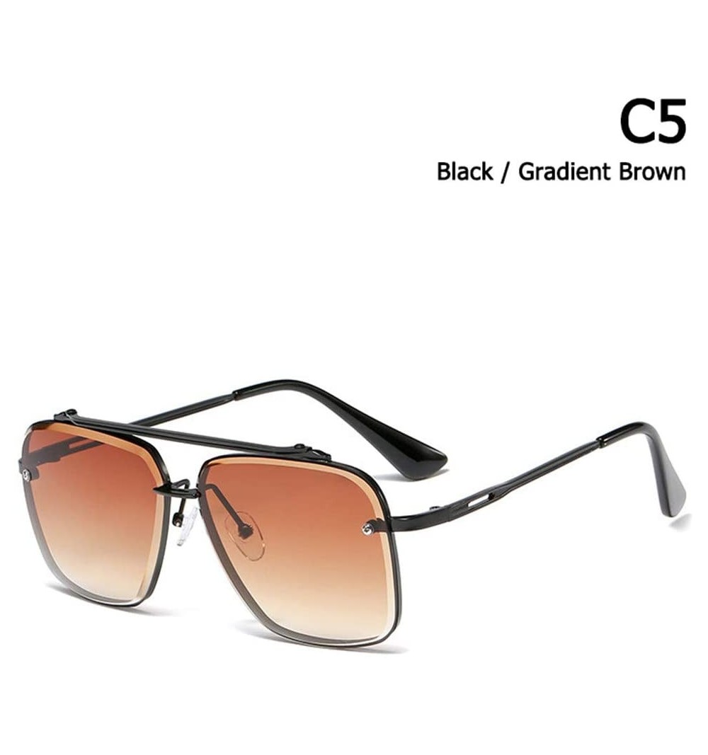 Rimless Men Gradient Sunglasses Vintage Design Sunglasses - C5 Black Brown - CT194OK6N2T $26.60