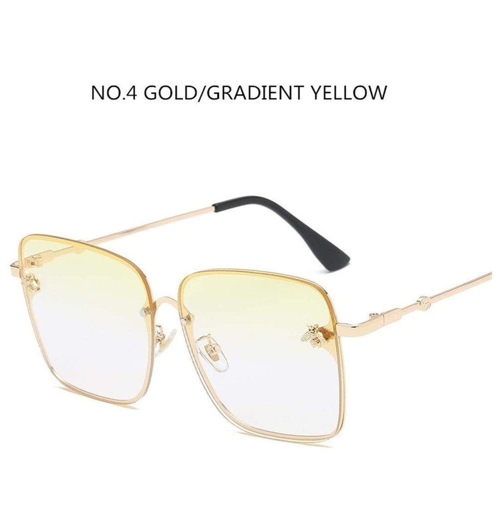Oversized Sunglasses Women Men Retro Metal Frame Oversized Sun Glasses Female (Color Yellow) - Yellow - CZ199EIM4LC $15.47