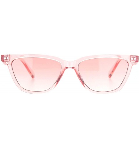 Cat Eye Womens Pop Color Narrow Thin Cat Eye Plastic Sunglasses - Pink - CW18NN9L90X $9.25