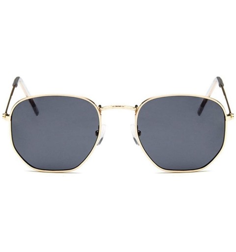 Oversized Polygonal Sunglasses Women Glasses Luxury Retro Metal Sun Vintage Mirror Oculos De Sol Feminino UV400 - Gold Blue -...