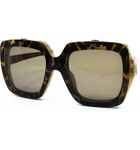 Square 8020 Premium Oversize XXL Flip Up Steampunk Retro Vintage Bold Thick Frame Fashion Sunglasses - Brown - CH18HM6G89R $1...