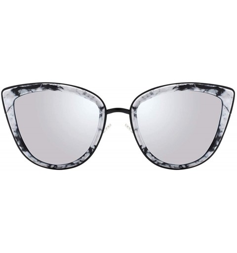 Oval Oversized Cateye Polarized Sunglasses - Designer Inspired Style for Women - with Mirrored Lens P1891 - CU17Z6KMIO0 $19.35