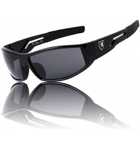 Rectangular Rectangular Curved Lens Temple Cut Out Sports Sunglasses - Black - CY199GA7YXW $19.90