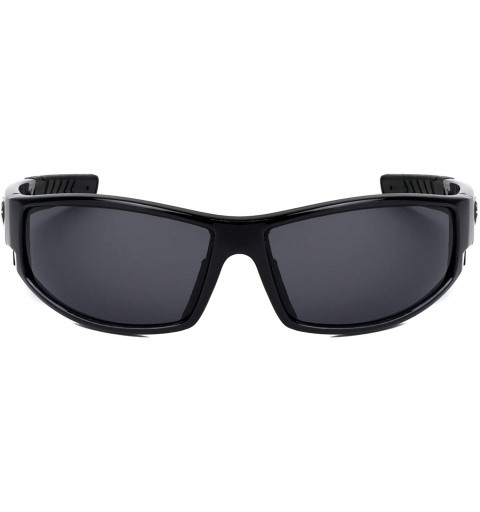 Rectangular Rectangular Curved Lens Temple Cut Out Sports Sunglasses - Black - CY199GA7YXW $19.90