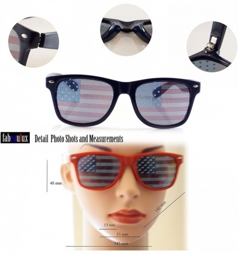 Wayfarer American Flag Lens Horn Rimmed Frame Sunglasses A204 - Red - CC18EXSUXIG $21.89