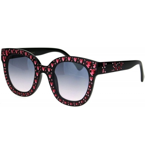 Rectangular Womens Heart Foil Jewel Engraving Thick Plastic Horn Rim Fashion Sunglasses - Black Red Pink Smoke - CK18IDW44I4 ...