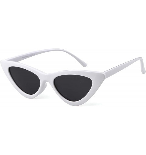 Oversized Retro Vintage Cateye Sunglasses for Women Clout Goggles Plastic Frame Glasses - White(polarized) - CD18I4K8X9W $11.09