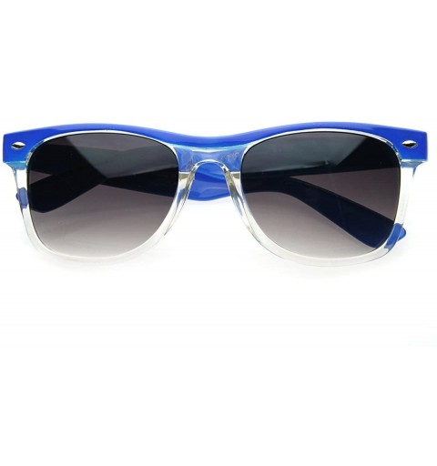 Wayfarer Retro Colorize Splash Half Frame Translucent Clear Horn Rimmed Sunglasses (Blue) - CM117V4UAL3 $24.13