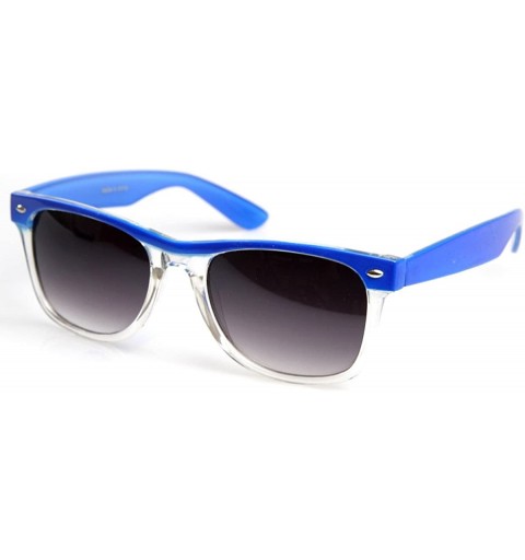 Wayfarer Retro Colorize Splash Half Frame Translucent Clear Horn Rimmed Sunglasses (Blue) - CM117V4UAL3 $13.28