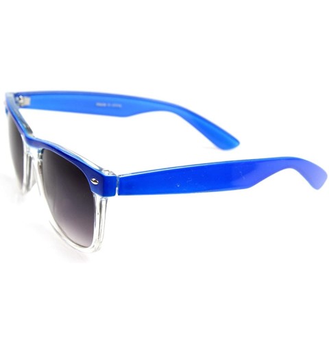 Wayfarer Retro Colorize Splash Half Frame Translucent Clear Horn Rimmed Sunglasses (Blue) - CM117V4UAL3 $13.28