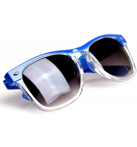 Wayfarer Retro Colorize Splash Half Frame Translucent Clear Horn Rimmed Sunglasses (Blue) - CM117V4UAL3 $13.28