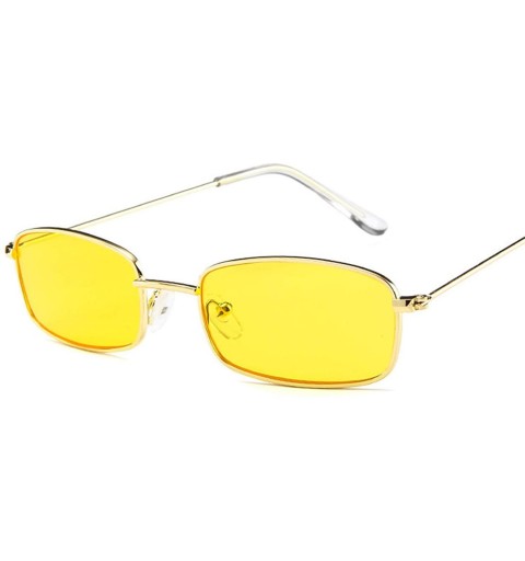 Square Women Metal Sunglasses Men Retro Small Square Sun Glasses Female Yellow Pink Lens Frame Shades Eyeglass 2018 - C0197ZA...