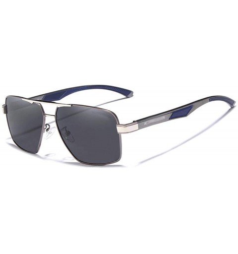 Square Aluminum Men Sunglasses Polarized Lens Brand Design Temples Sun Glasses Coating Mirror - Gun Gray - CA198ZAASZ2 $73.04